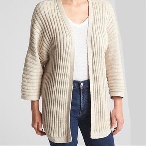 Gap Open-Front Plaited Ribbed Cardigan